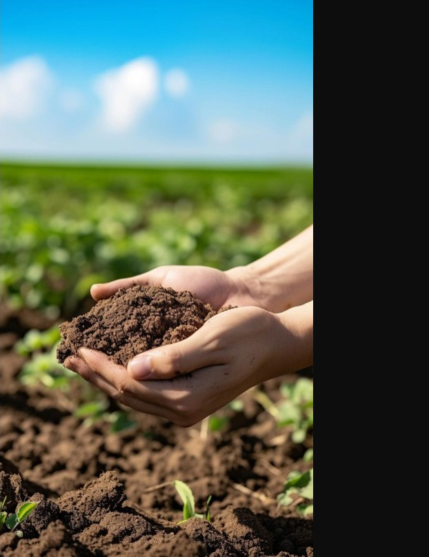 Manos con tierra fértil, desarrollo de base sostenible